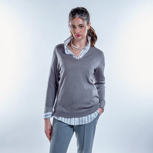 Jersey pico de lana merino reversible