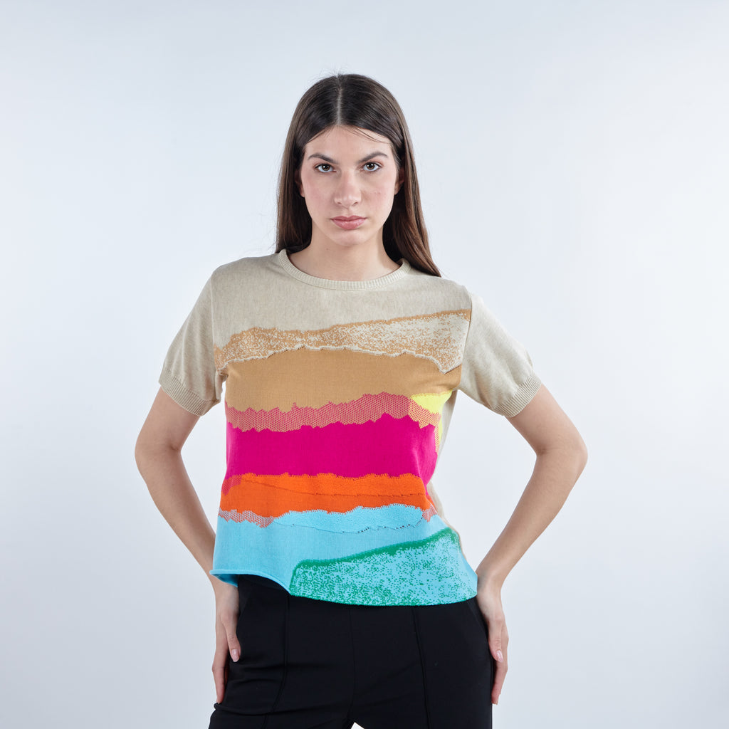 Jersey de algodón manga corta multicolor
