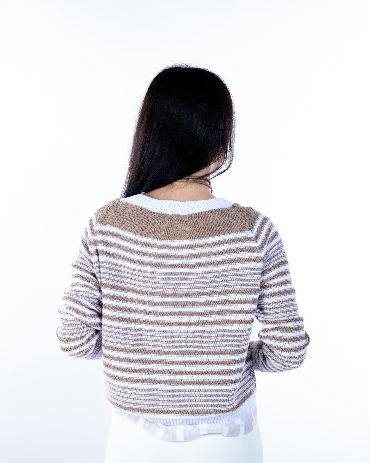 Cardigan de punto a rayas con lurex y bicolor