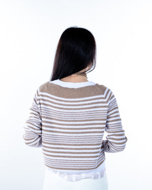 Cardigan de punto a rayas con lurex y bicolor