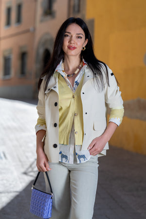 Jersey cardigan de algodón manga larga