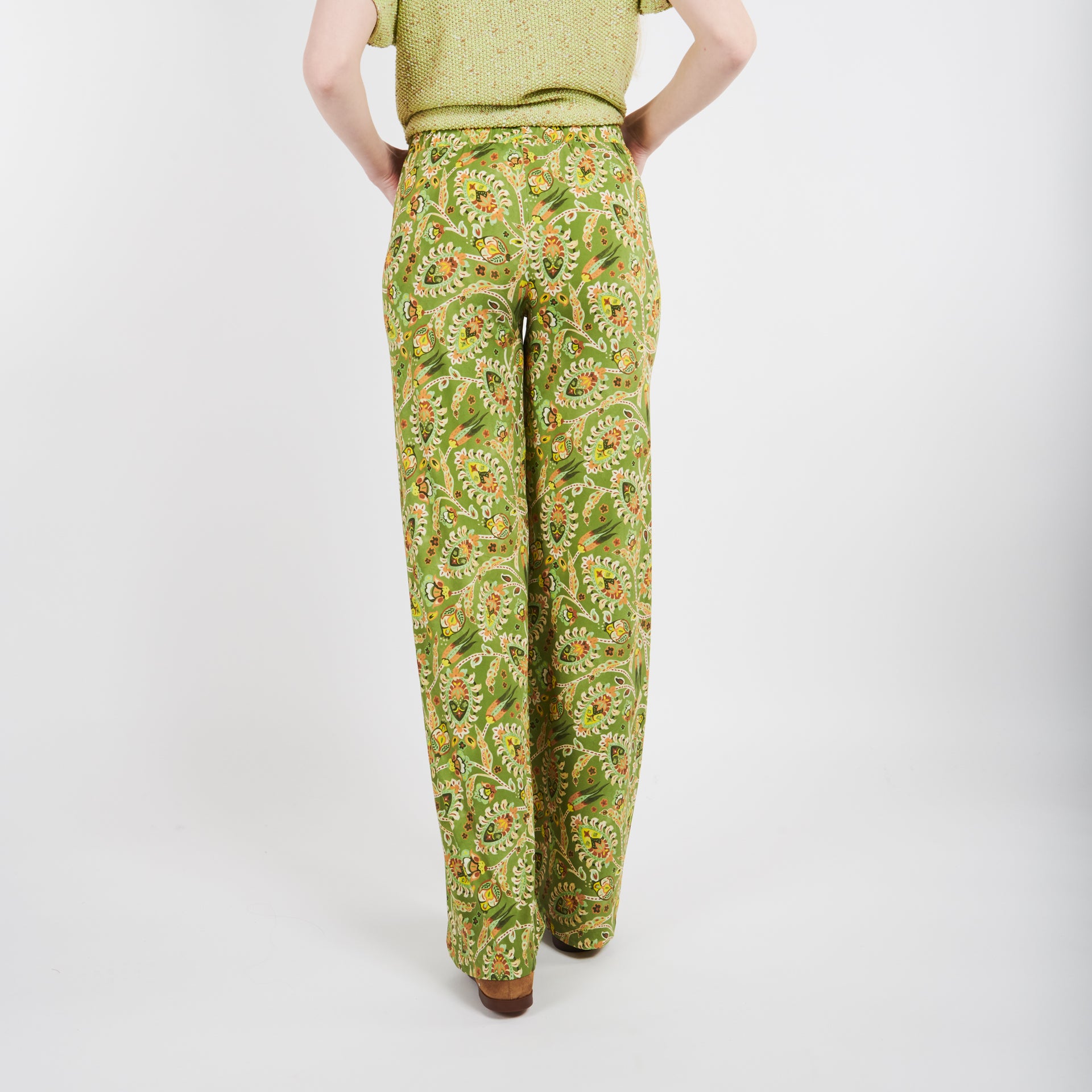 Pantalón recto de punto elástico estampado
