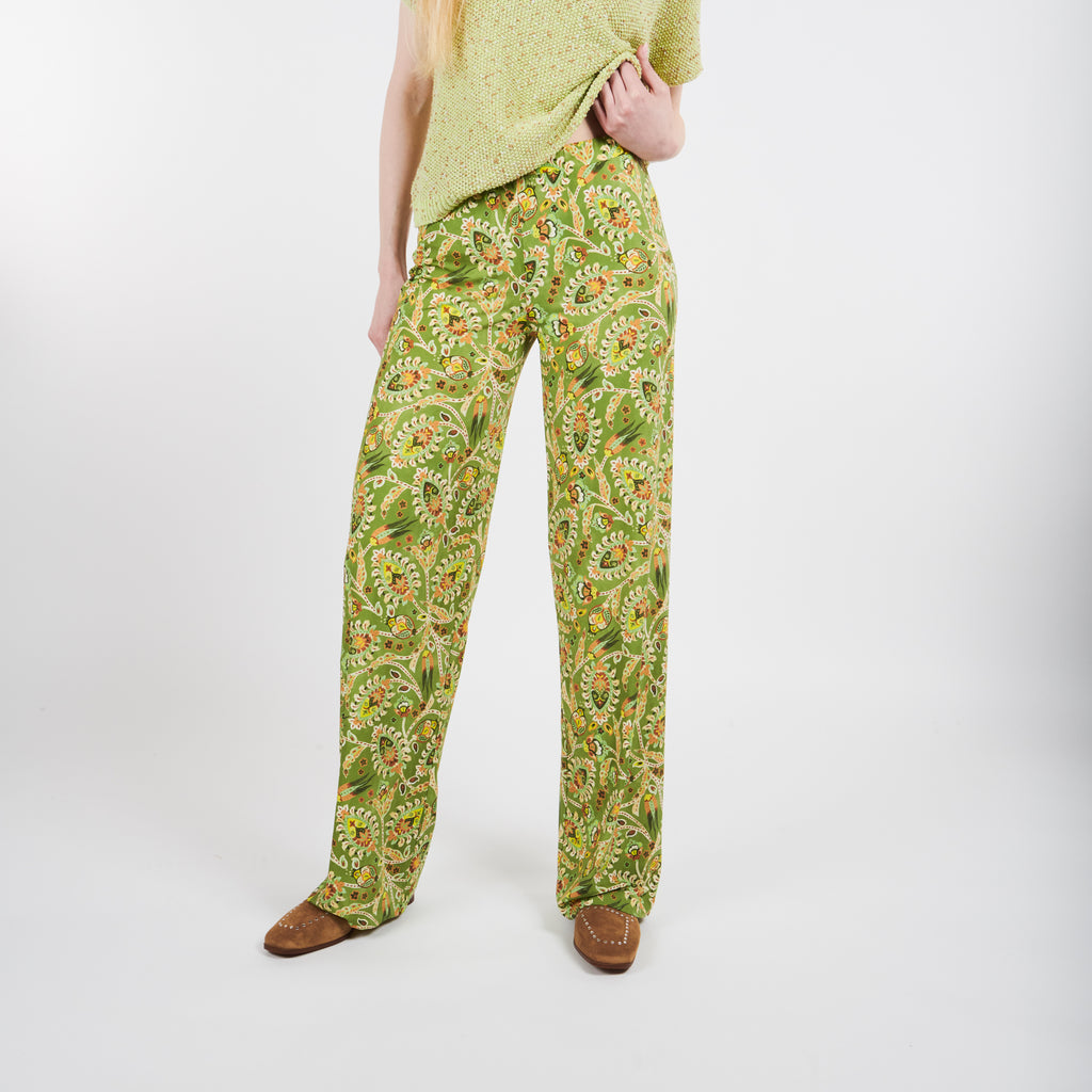 Pantalón recto de punto elástico estampado