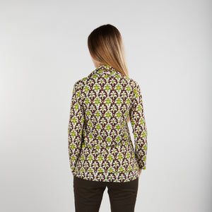 Camisa de punto elástica con botones estampada