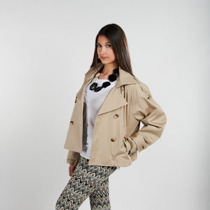 Trench corto cruzado beige